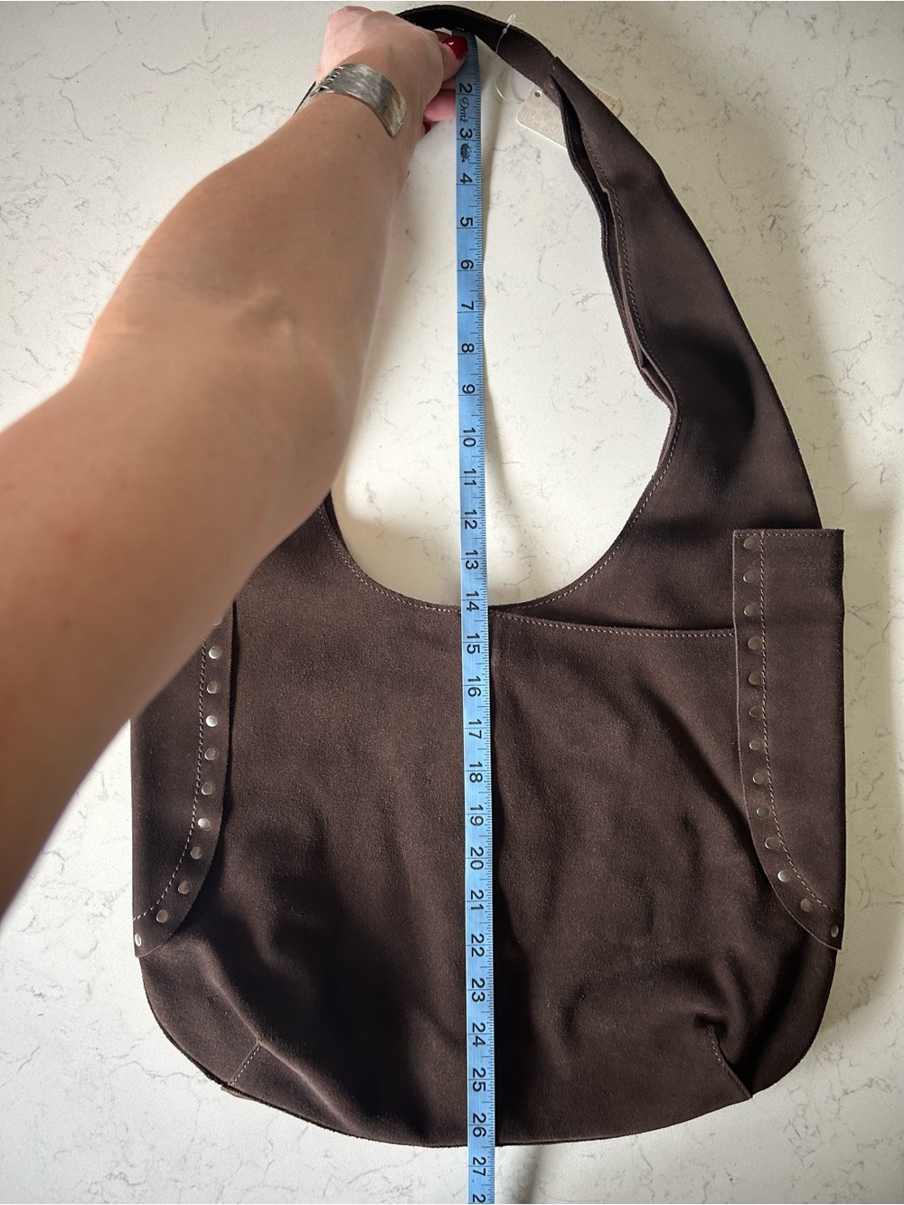 NWT Free People Rori Suede Tote Hobo Shoulder Bag in Espresso - Picture 11 of 16